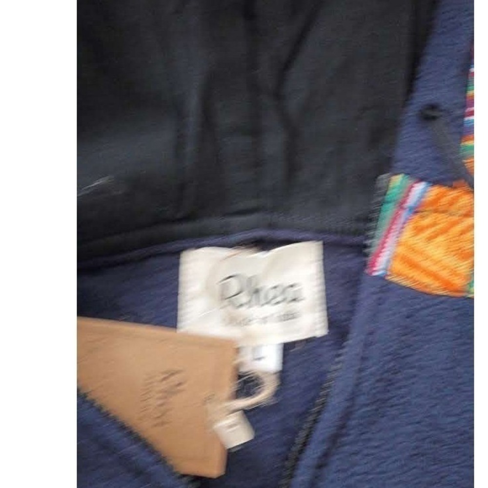 NWT Rhea Artisan Fleece Hoodie Jacket Navy Boho Trim Zip Up Women Unisex L NWT - Picture 5 of 10